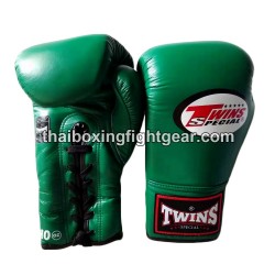 Twins Muay Thai Boxing Gloves BGLL1 Green lace up