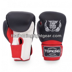 Top King Muay Thai boxing gloves SUPER TRIPLE TONE-TKBGSV Black White Red