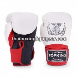 Top King Muay Thai boxing gloves SUPER TRIPLE TONE-TKBGSV White Black Red