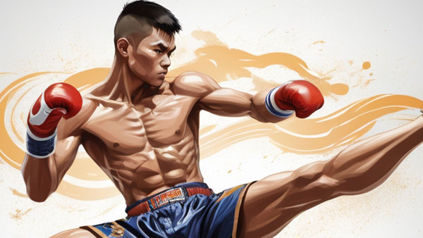 muay thai fighter demonstrate a devasting kick
