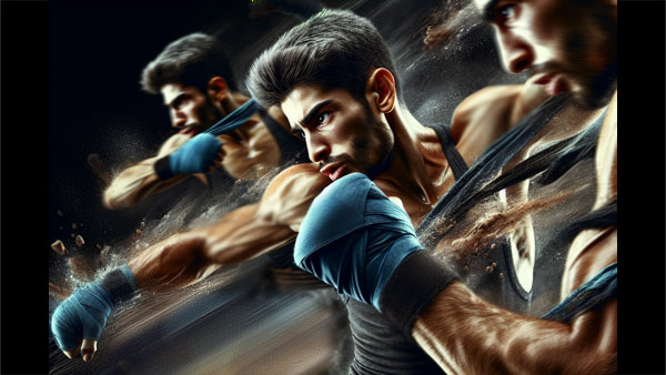 muay thai fighter punching artwork